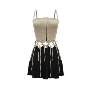 Zemeta Meant To Be Together Tie Dress Beige/Black